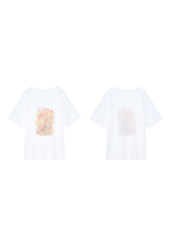 Elf flower print T-shirt