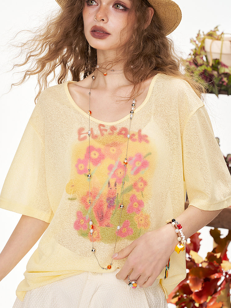 Elf flower print T-shirt