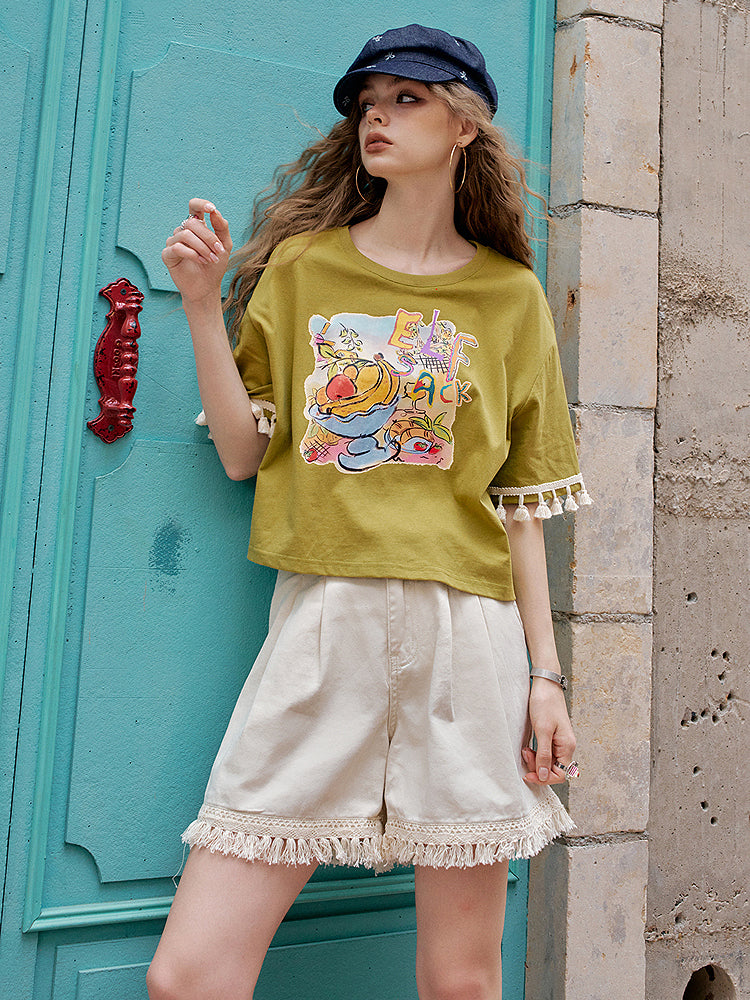 Vintage print easy pants