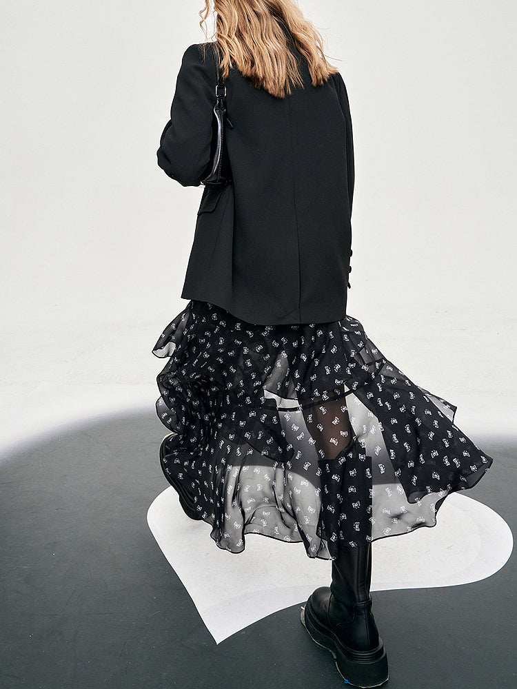 Asymmetrical flare chiffon skirt