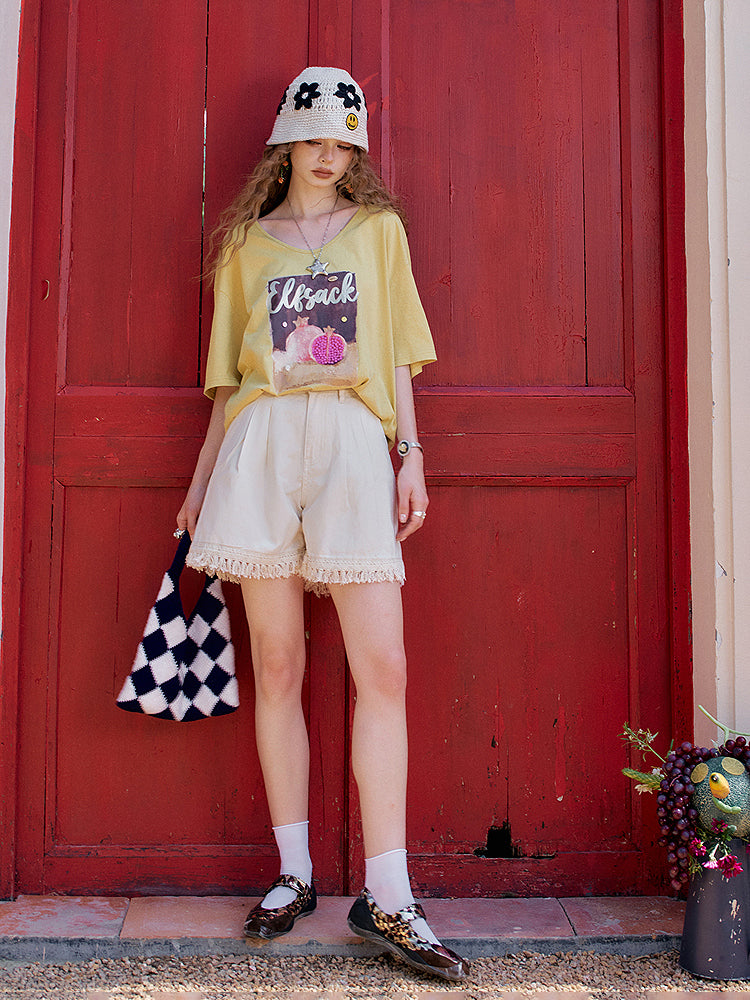 Vintage print easy pants
