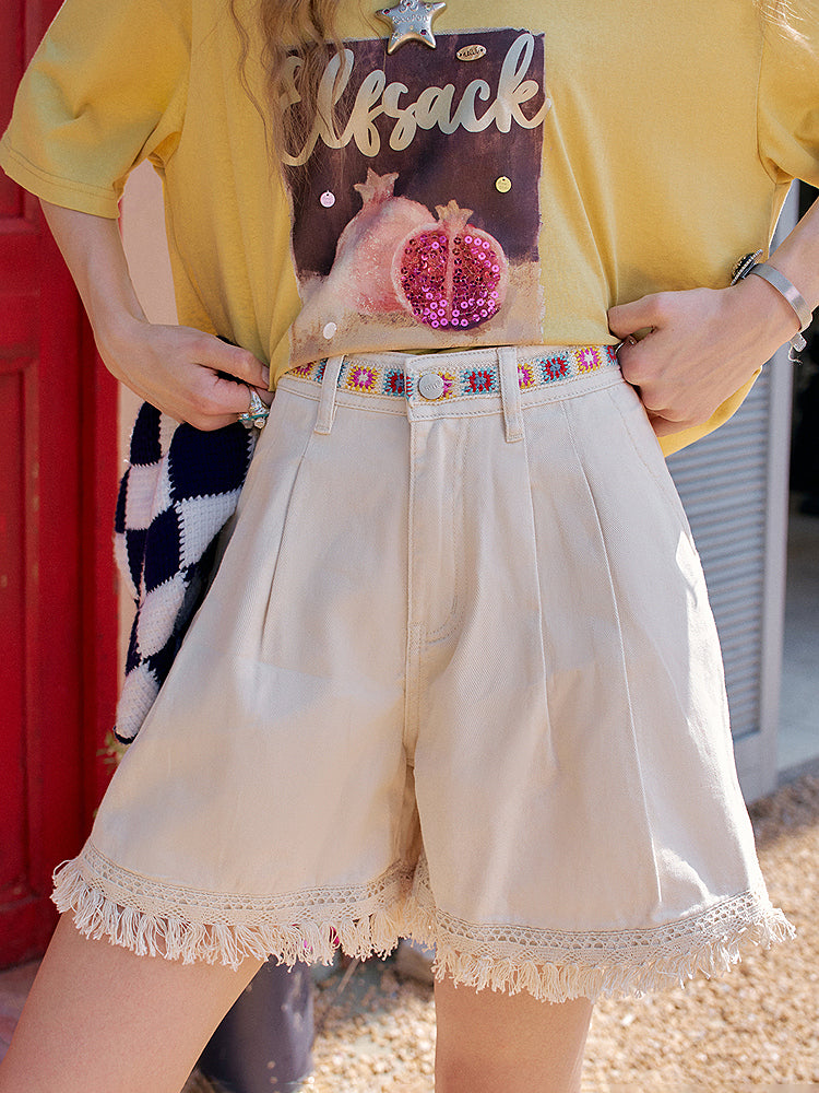 Vintage print easy pants