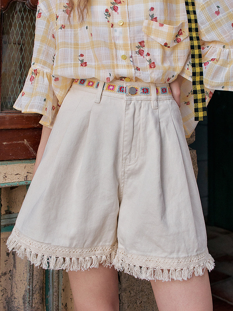 Vintage print easy pants