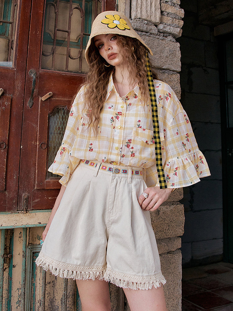 Vintage print easy pants