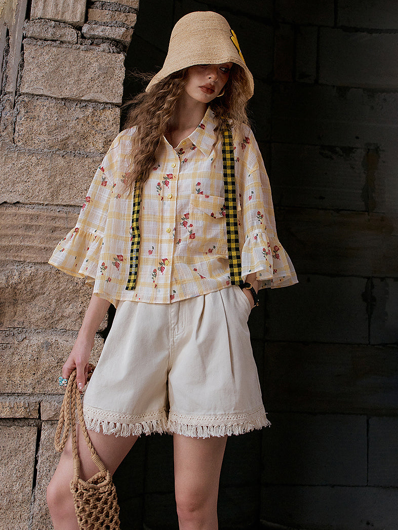 Vintage print easy pants