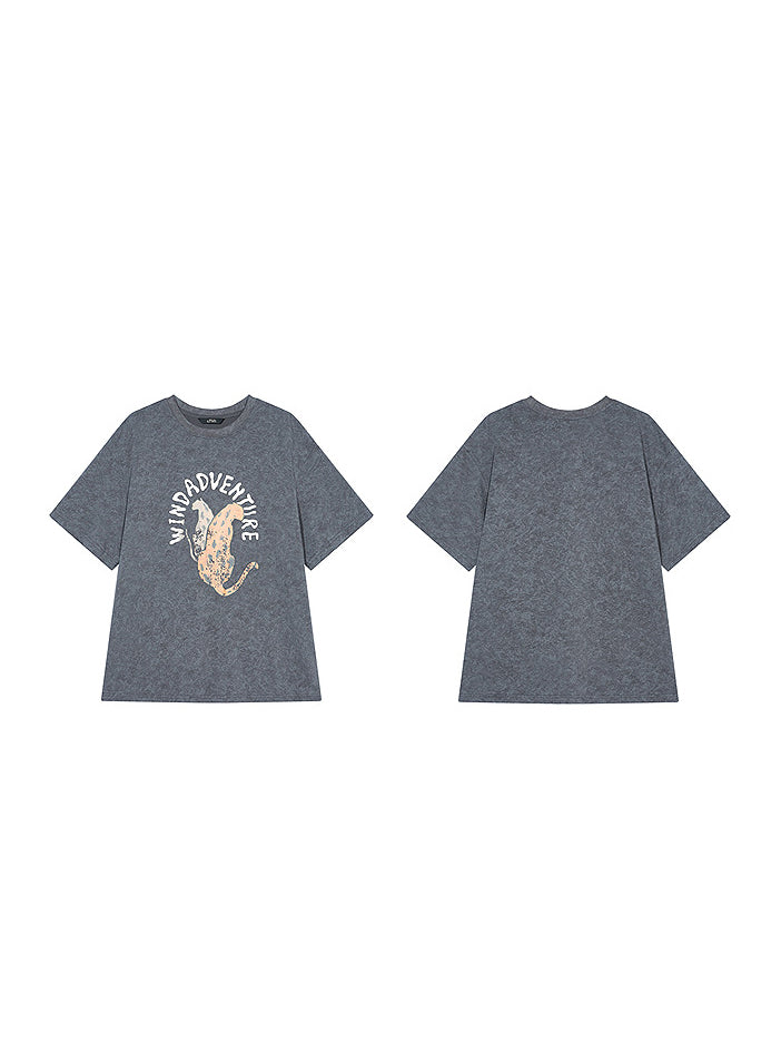 アニマルプリントウォッシュドTシャツ