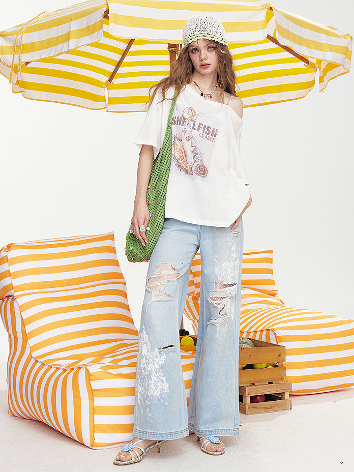 シェルフィッシュプリントTシャツ