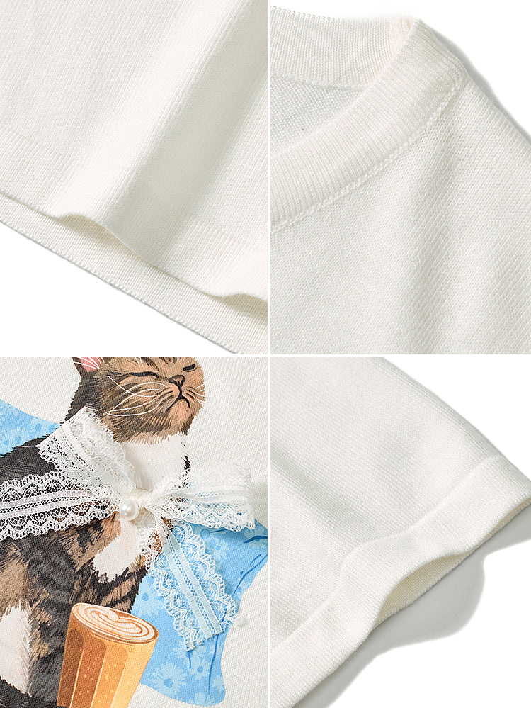 チューズデーネコプリントTシャツ