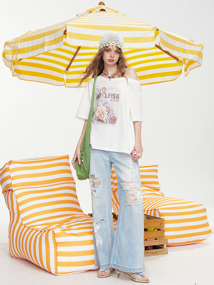 シェルフィッシュプリントTシャツ