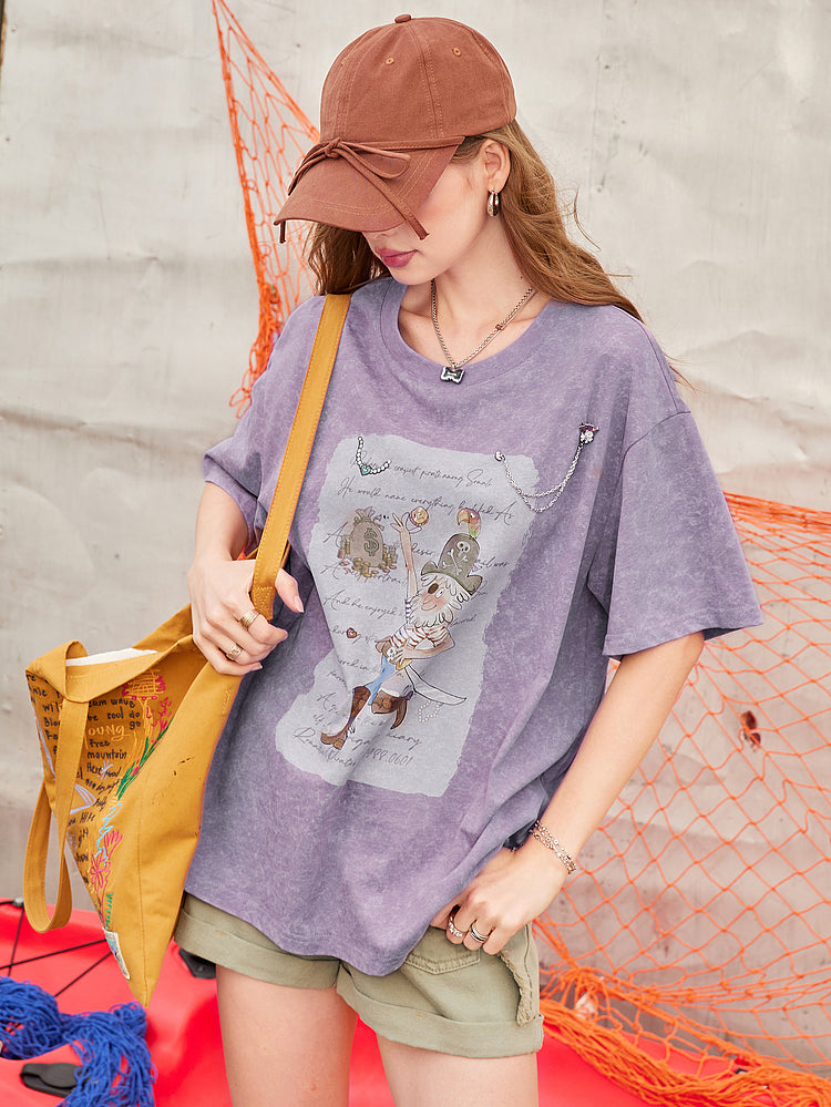 キャラクタープリントオーバーTシャツ