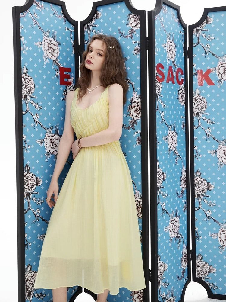 シフォンフルーツシャーリングドレス