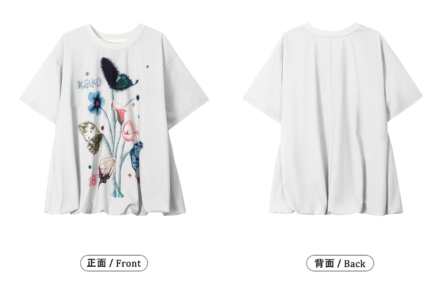 バブルヘムグラフィックTシャツ