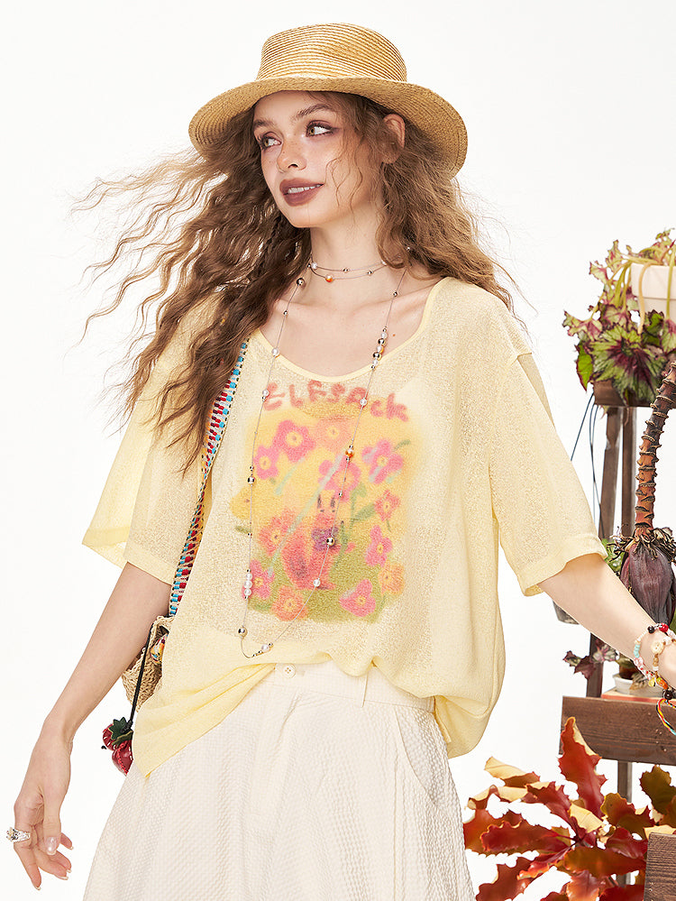 Elf flower print T-shirt 