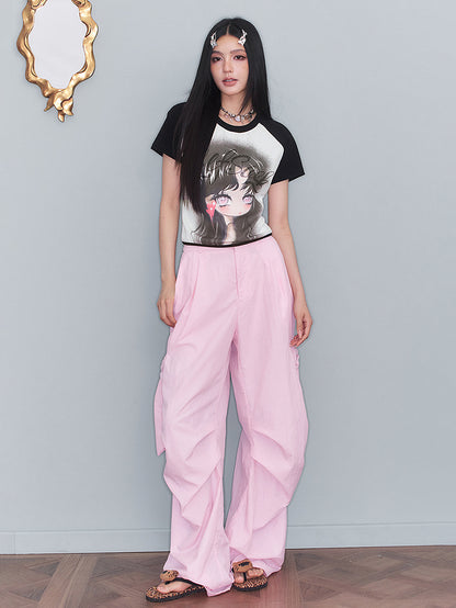 レースアップドールプリントTシャツ