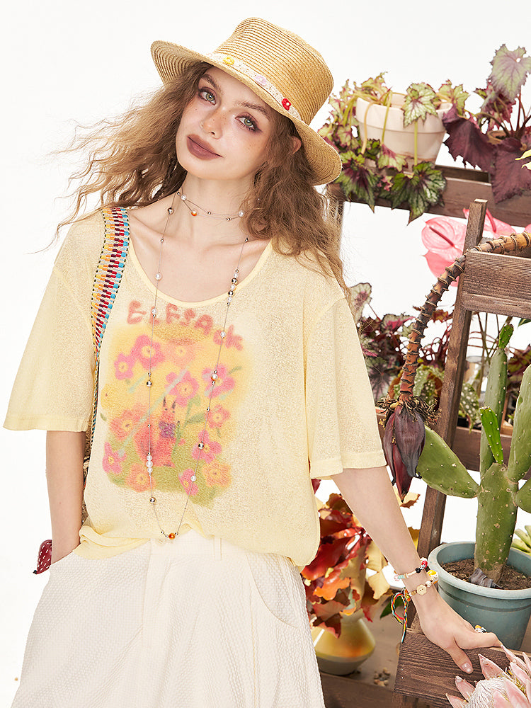 Elf flower print T-shirt 
