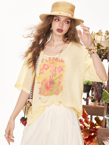 Elf flower print T-shirt 