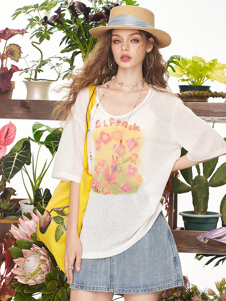 Elf flower print T-shirt 