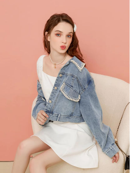 Pearl design denim jacket 