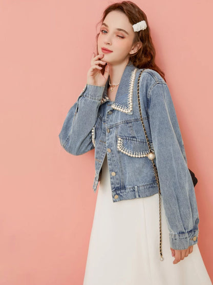 Pearl design denim jacket 
