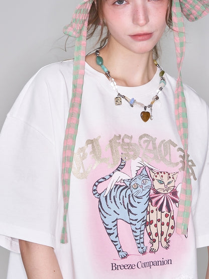 キャットプリントTシャツ