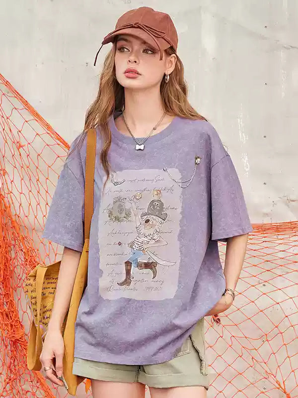 キャラクタープリントオーバーTシャツ