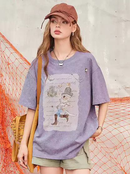 キャラクタープリントオーバーTシャツ