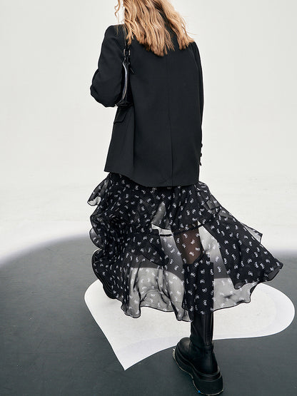 Asymmetrical flare chiffon skirt 