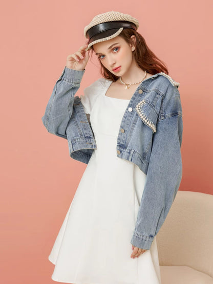 Pearl design denim jacket 