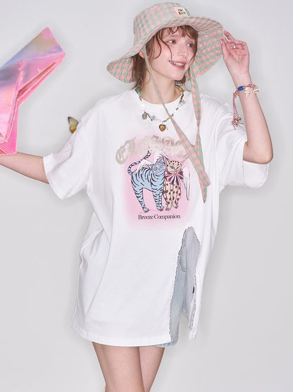 キャットプリントTシャツ