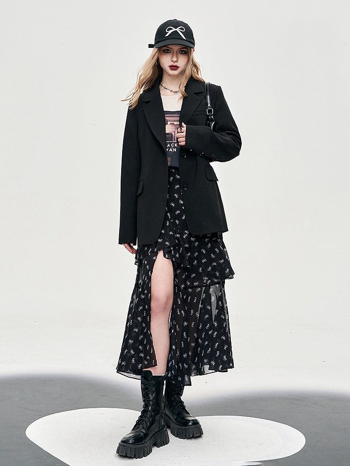 Asymmetrical flare chiffon skirt 