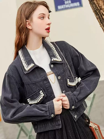 Pearl design denim jacket 