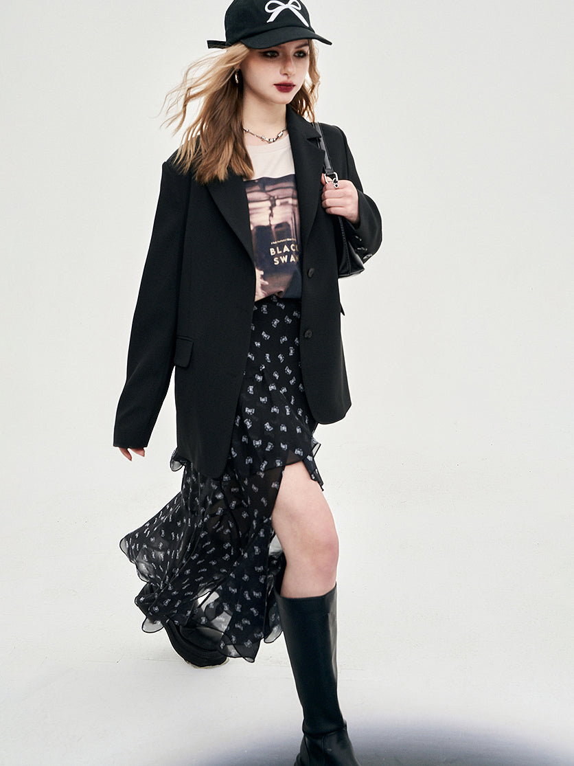 Asymmetrical flare chiffon skirt 