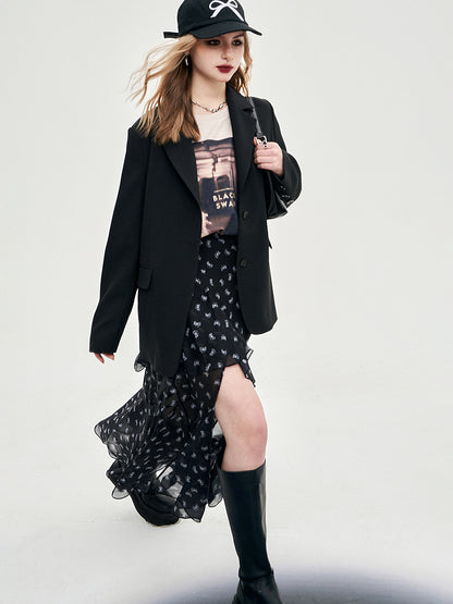 Asymmetrical flare chiffon skirt 