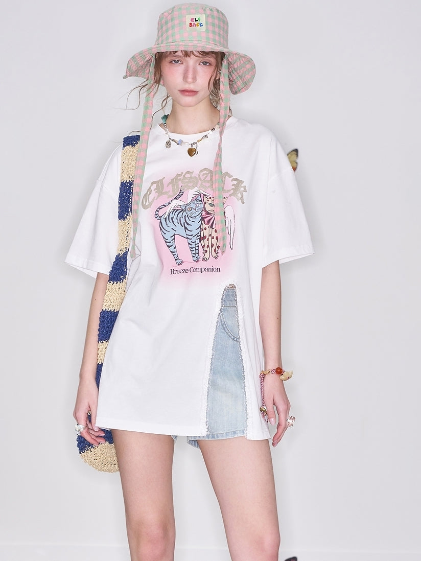 キャットプリントTシャツ