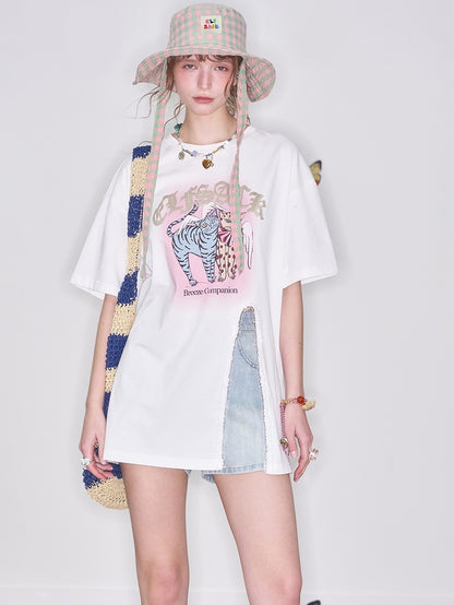 キャットプリントTシャツ