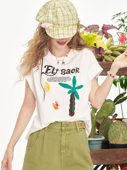 パームツリーステッチTシャツ