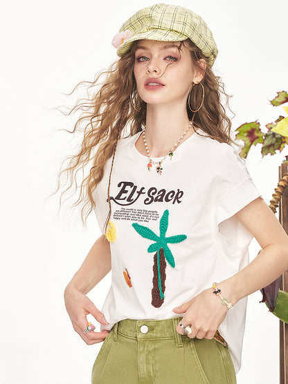 パームツリーステッチTシャツ