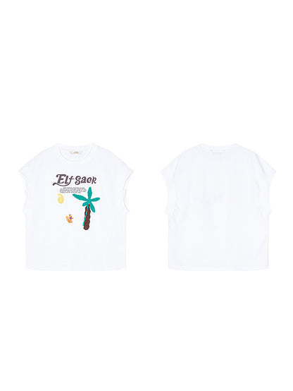 パームツリーステッチTシャツ