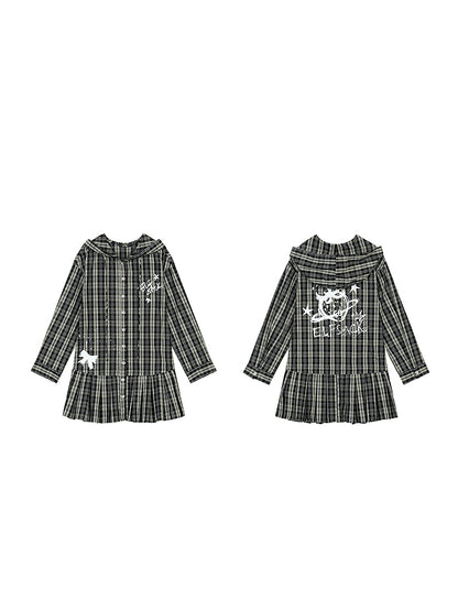 チェックフーディドレス