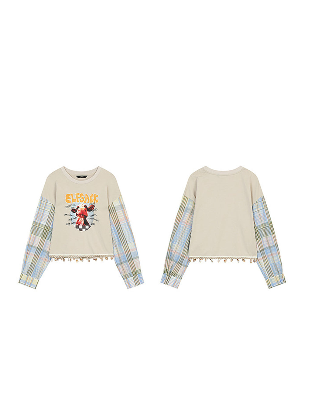 パステルチェックスリーブトップ