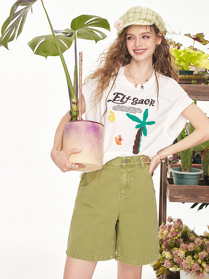 パームツリーステッチTシャツ