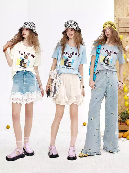 チューズデーネコプリントTシャツ