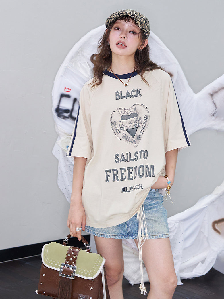 フリーダムハートプリントTシャツ