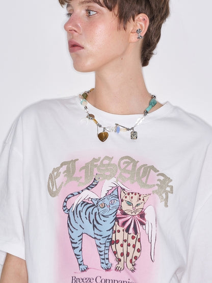 キャットプリントTシャツ