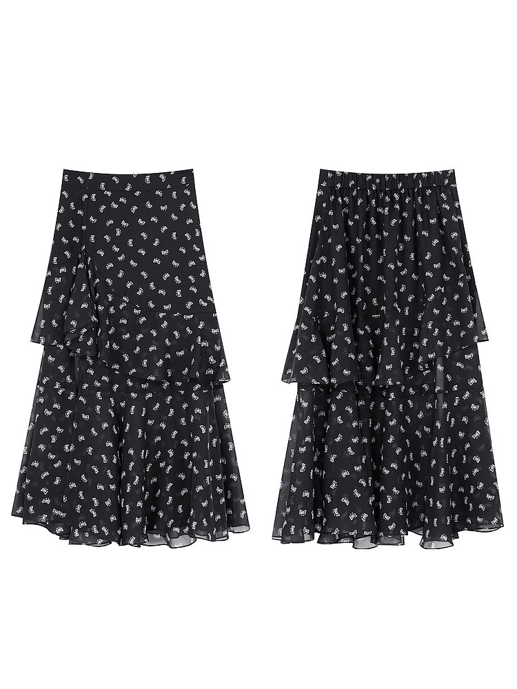 Asymmetrical flare chiffon skirt 