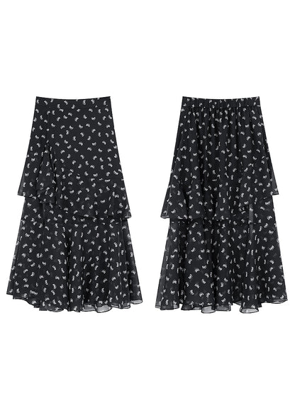 Asymmetrical flare chiffon skirt 