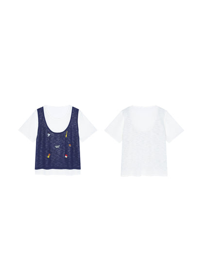 フェイクレイヤードTシャツ