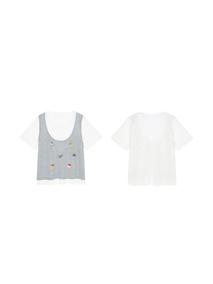 フェイクレイヤードTシャツ