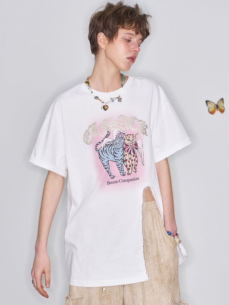 キャットプリントTシャツ