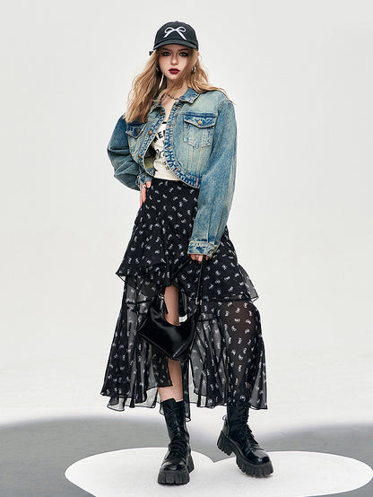 Asymmetrical flare chiffon skirt 